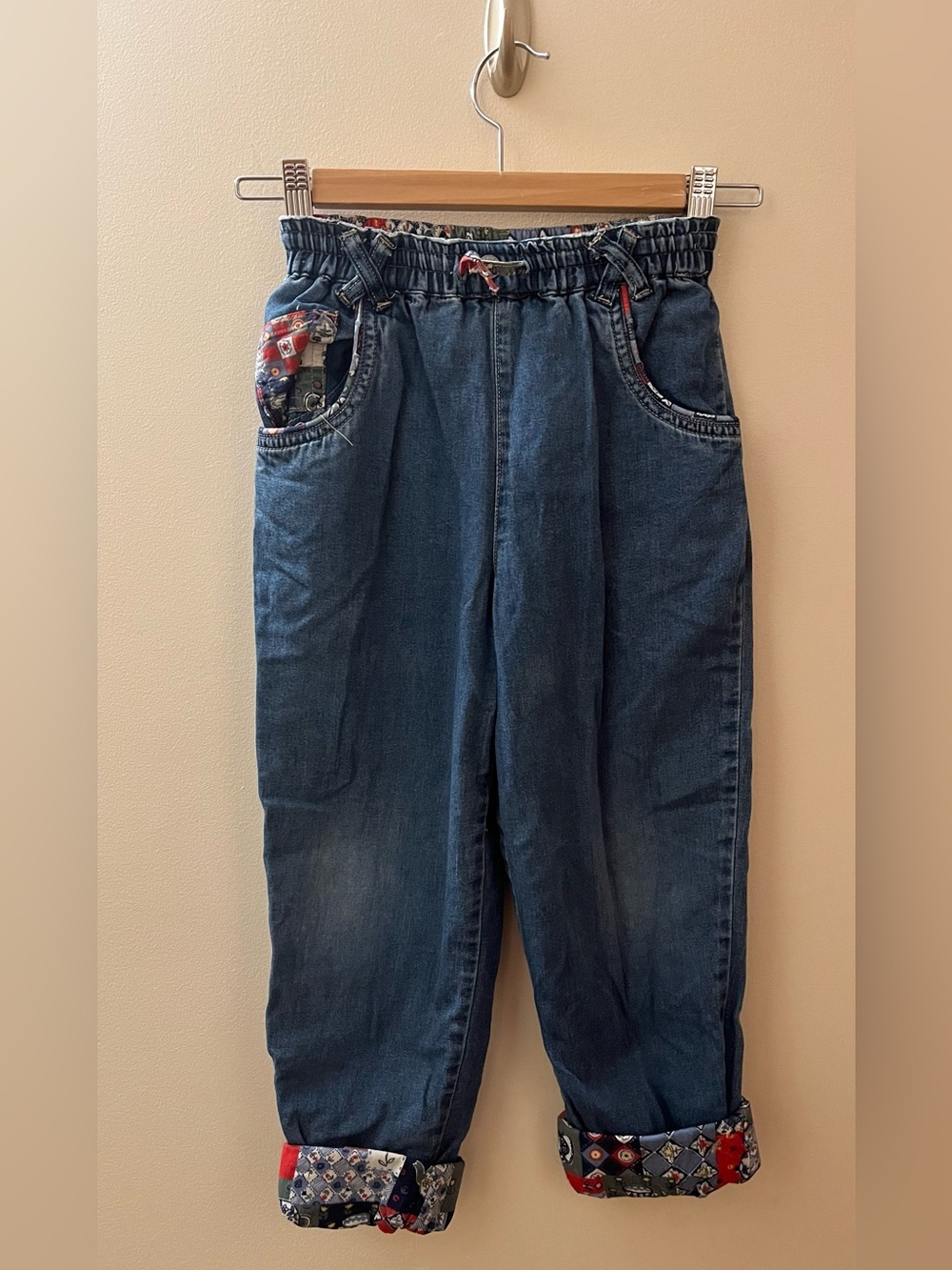Vtg Eaprit kids Denim Jeans with Patterned Trim